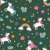 Christmas Jersey Fabric | Festive Unicorn Dark Green -Sewing Art 16730 028 1
