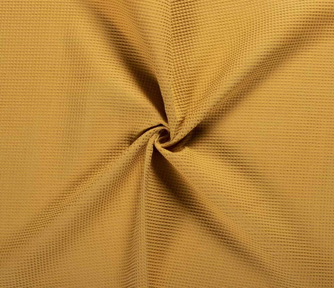 Cotton Waffle Fabric | Rich Ochre 3 Cotton Waffle Fabric | Rich Ochre