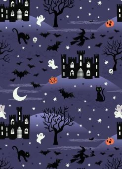 Castle Spooky Fabric | Castle Spooky Blue