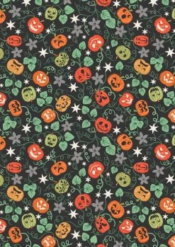 Castle Spooky Fabric | Spooky Pumpkins Black