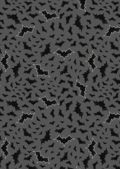 Castle Spooky Fabric | Bats Grey