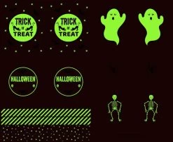 Haunted House Fabric | Glow In The Dark Treat Bag Panel Orange