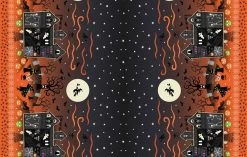 Haunted House Fabric | Glow In The Dark Double Edge Border Orange -Sewing Art A599 2 2