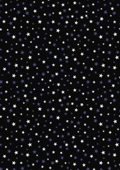 Haunted House Fabric | Glow In The Dark Stars Black