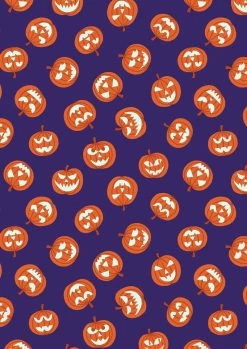 Haunted House Fabric | Glow In The Dark Pumpkin Purple