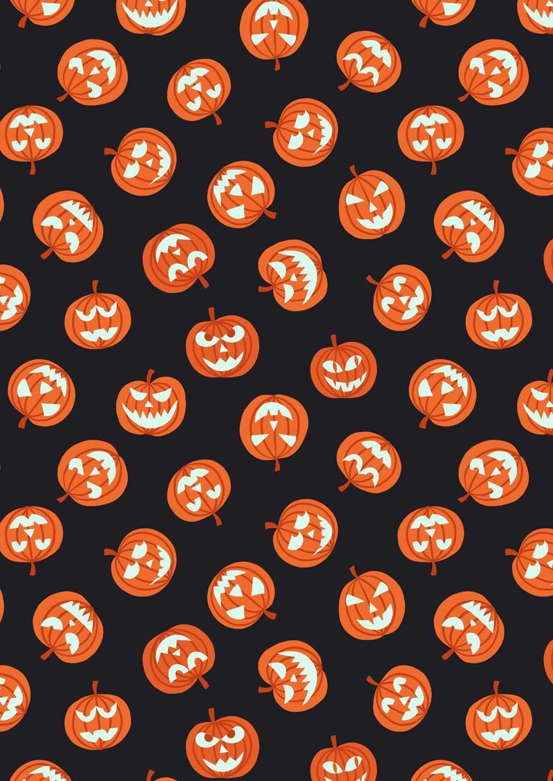 Haunted House Fabric | Glow In The Dark Pumpkin Black 3 Haunted House Fabric | Glow In The Dark Pumpkin Black