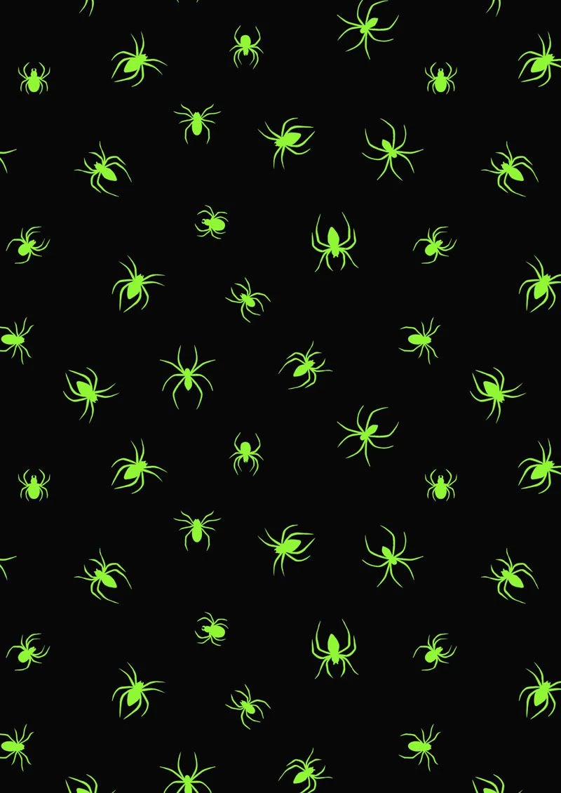 Haunted House Fabric | Glow In The Dark Spiders Grey 4 Haunted House Fabric | Glow In The Dark Spiders Grey - Image 2
