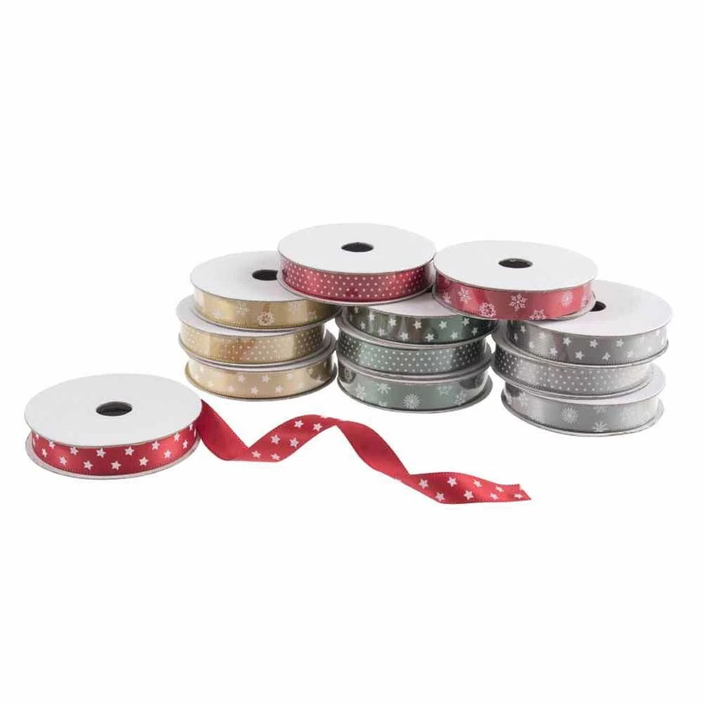 Trimmings Bundle Satin Ribbon Festive Designs - 12 Roll Pack 3 Trimmings Bundle Satin Ribbon Festive Designs - 12 Roll Pack