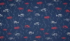 French Terry Fabric | Fish Navy -Sewing Art E107563 03 1 1