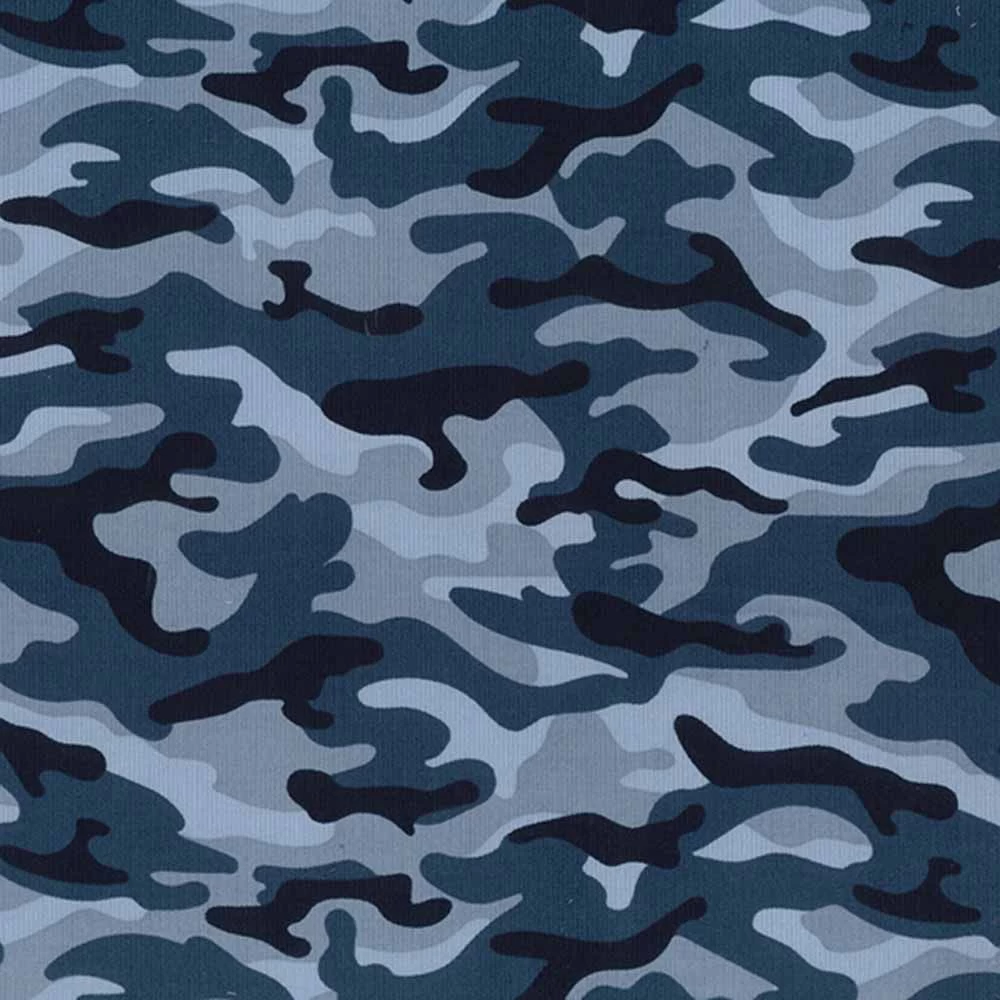 21W Babycord Fabric | Blue Camouflage 3 21W Babycord Fabric | Blue Camouflage