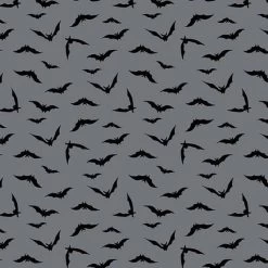 Midnight Haunt Halloween Fabric | Night Flight Pewter