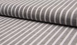 Linen & Cotton Twill Weave Fabric | Stripe Black