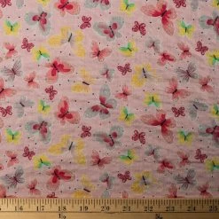 Cotton Viscose Seersucker | Butterflies Pink -Sewing Art E108083 06 3
