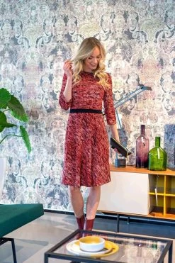 Jersey With Printed Crepe Knit Finish | Mocca -Sewing Art E108239 03 4