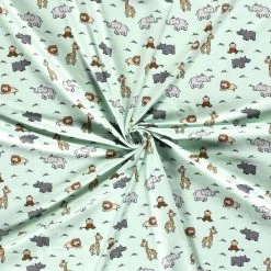 Cotton Rich Jersey Fabric | Charming Animals Mint -Sewing Art E108444 02 3