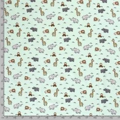 Cotton Rich Jersey Fabric | Charming Animals Mint -Sewing Art E108444 02 4