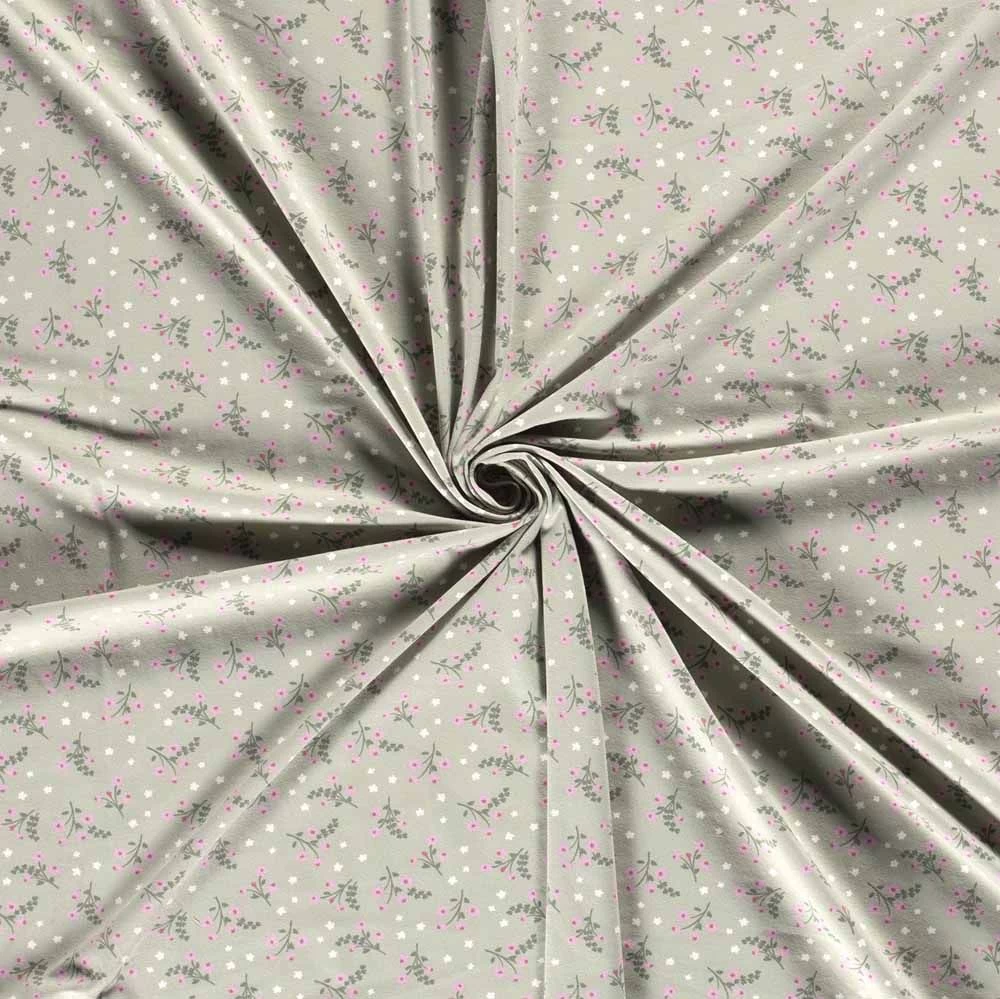 Cotton Rich Jersey Fabric | Pretty Pink Flowers 4 Cotton Rich Jersey Fabric | Pretty Pink Flowers - Image 2