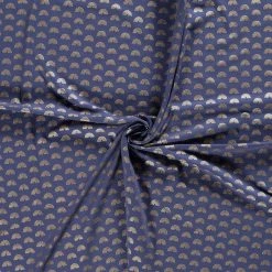 Cotton Rich Jersey Fabric | Foil - Rainbows Indigo -Sewing Art E108785 06 1