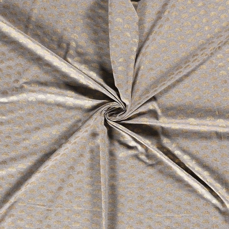 Cotton Rich Jersey Fabric | Foil - Rainbows Grey 3 Cotton Rich Jersey Fabric | Foil - Rainbows Grey