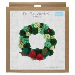 Pom Pom Wreath Kit | Festive Greens 7 Pom Pom Wreath Kit | Festive Greens -Sewing Art E109011 2
