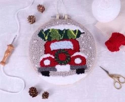 Punch Needle Kit With Hoop | Festive Car