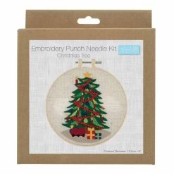 Embroidery Punch Needle Kit With Hoop | Christmas Tree