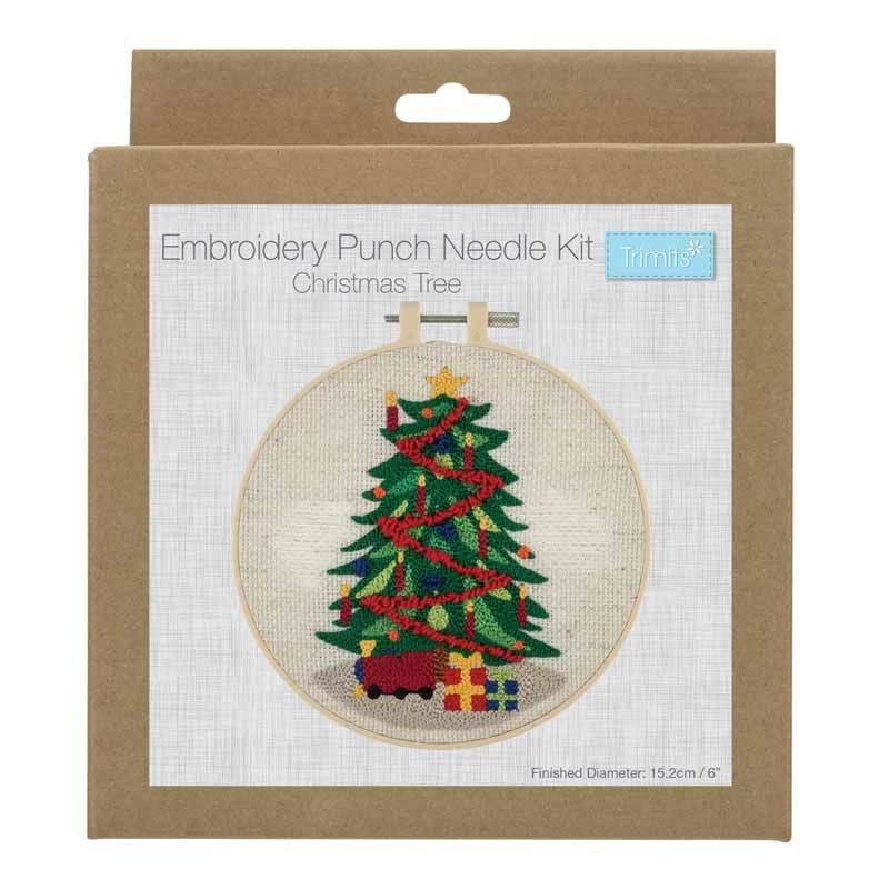Embroidery Punch Needle Kit With Hoop | Christmas Tree 3 Embroidery Punch Needle Kit With Hoop | Christmas Tree