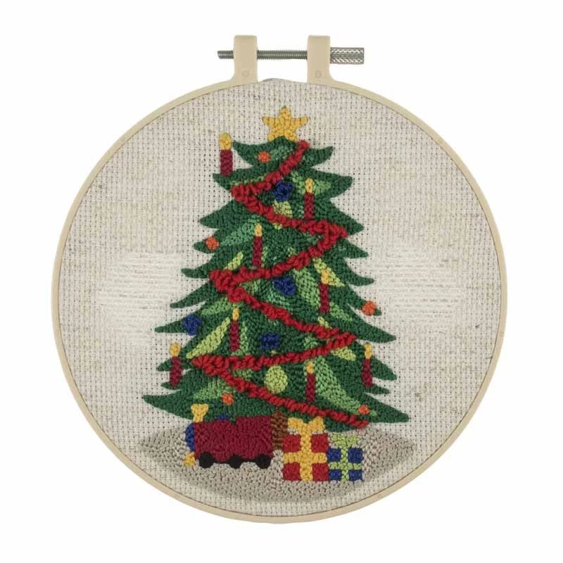 Embroidery Punch Needle Kit With Hoop | Christmas Tree 4 Embroidery Punch Needle Kit With Hoop | Christmas Tree - Image 2