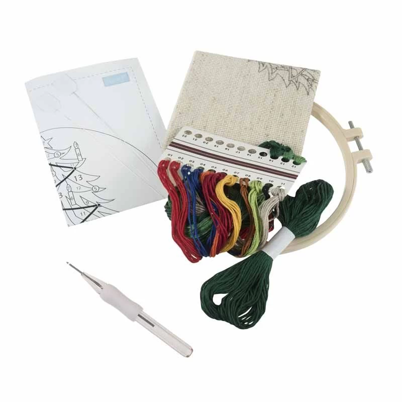 Embroidery Punch Needle Kit With Hoop | Christmas Tree 5 Embroidery Punch Needle Kit With Hoop | Christmas Tree - Image 3