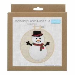 Embroidery Punch Needle Kit With Hoop | Snowman -Sewing Art E109041 05 1