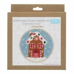 Embroidery Punch Needle Kit With Hoop | Gingerbread House -Sewing Art E109041 09 1