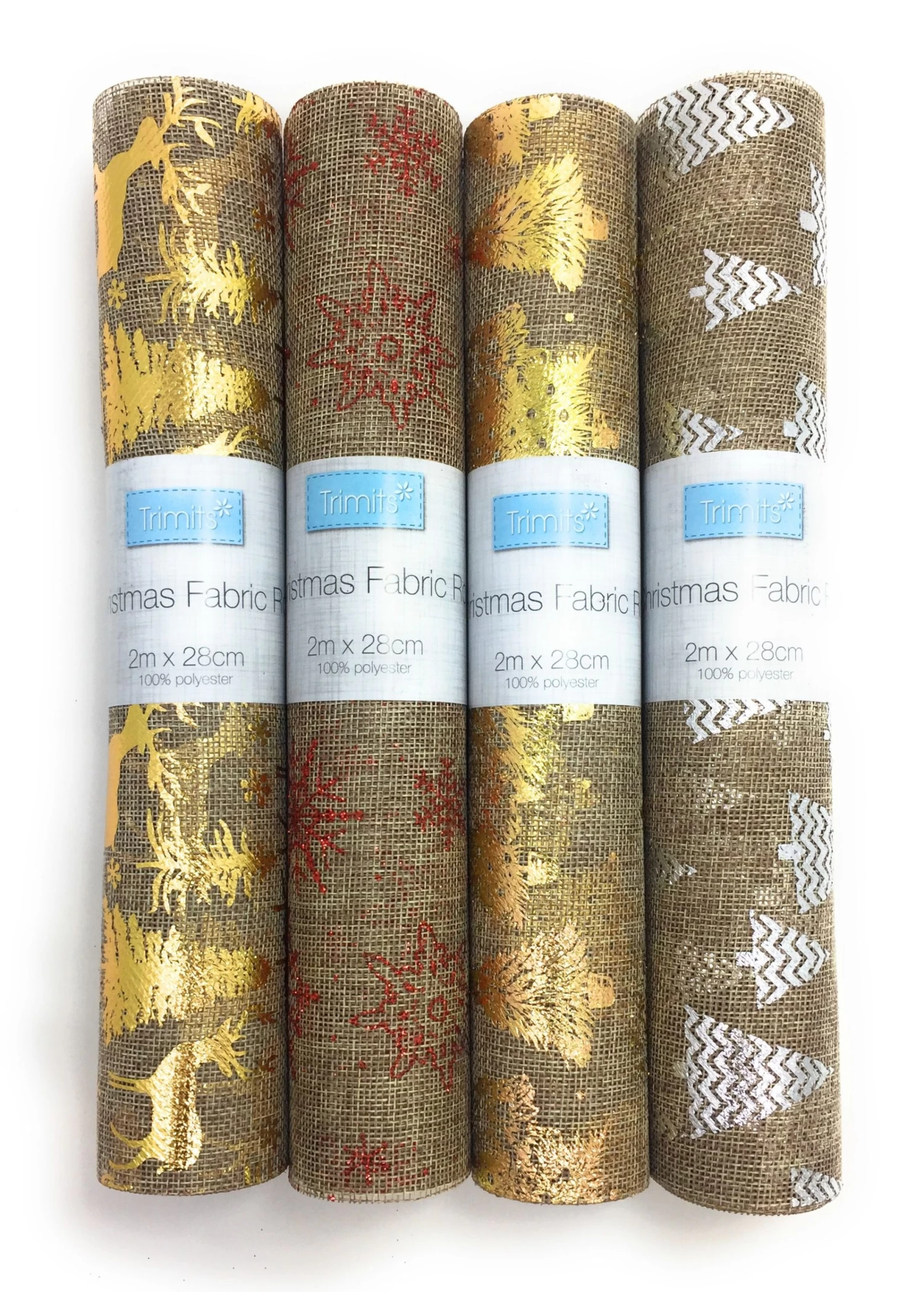 Christmas Fabric Mini Roll 2m X 28cm | 4 Roll Bundle - Festive 2 6 Christmas Fabric Mini Roll 2m X 28cm | 4 Roll Bundle - Festive 2 - Image 4