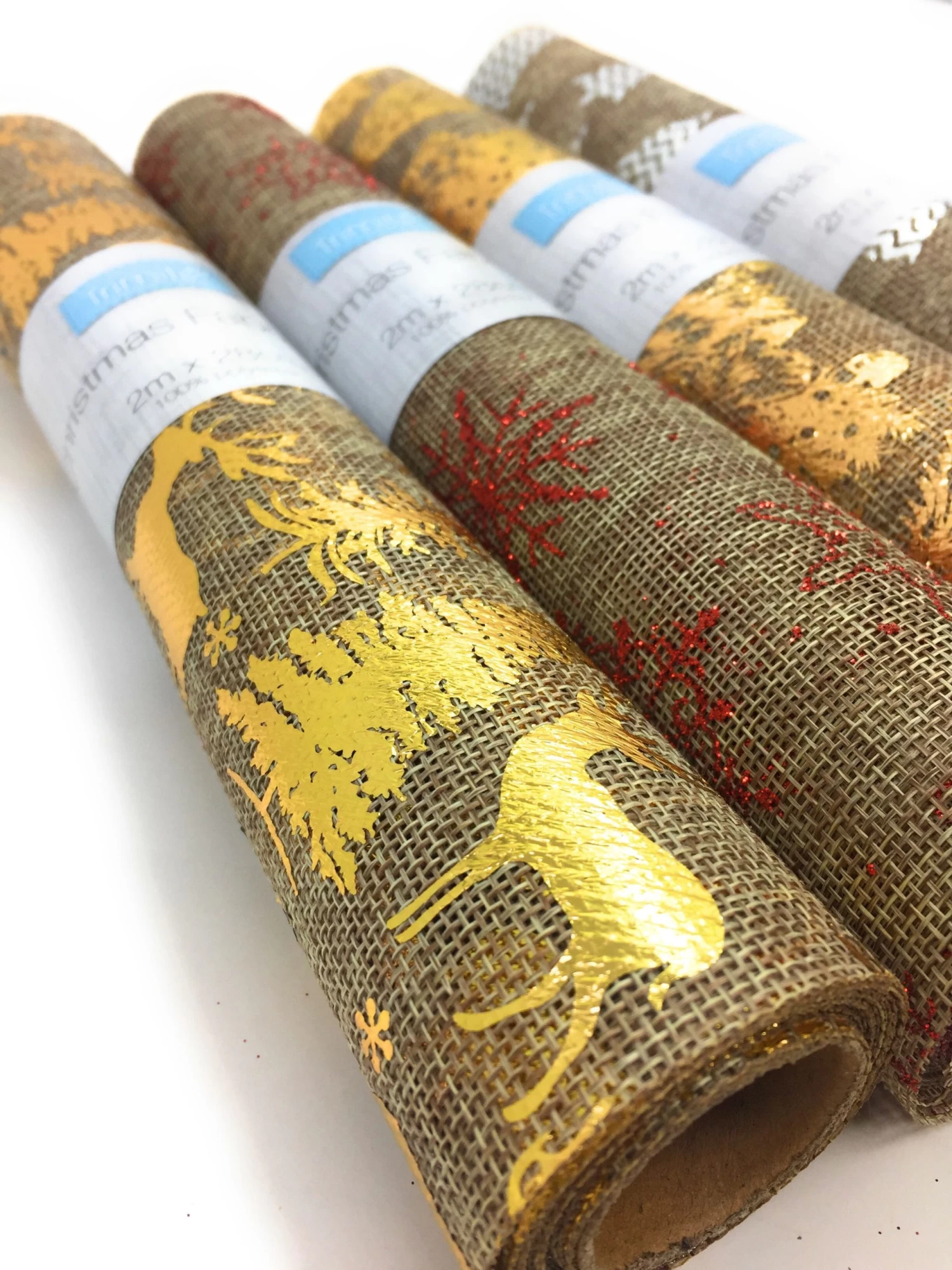 Christmas Fabric Mini Roll 2m X 28cm | 4 Roll Bundle - Festive 2 4 Christmas Fabric Mini Roll 2m X 28cm | 4 Roll Bundle - Festive 2 - Image 2