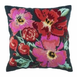 Half Stitch - Tapestry Cushion Kit | Painted Floral -Sewing Art E109058 05 3