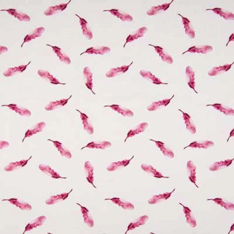 Organic Jersey Fabric | Feathers Fuchsia 3 Organic Jersey Fabric | Feathers Fuchsia