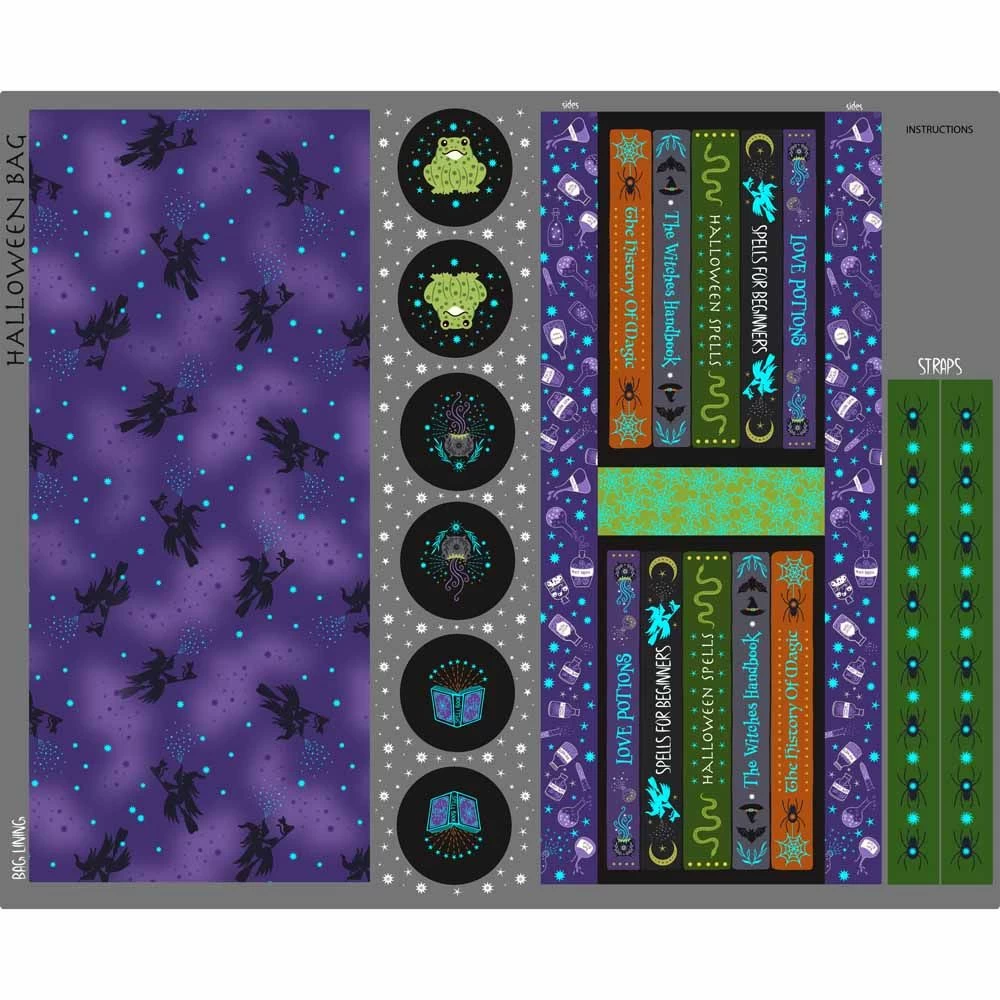 Cast A Spell Lewis & Irene Fabric | Book Panel Bag Silver Metallic 4 Cast A Spell Lewis & Irene Fabric | Book Panel Bag Silver Metallic - Image 2