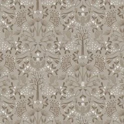 Winter In Bluebell Wood Lewis & Irene Flannel | Forest Animals Cappuccino