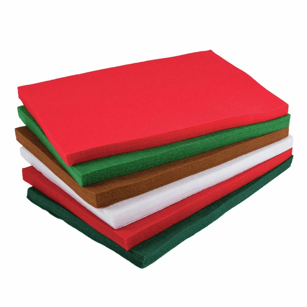Acrylic Felt Pack, 20 X 30cm | Christmas Colours - 60pcs