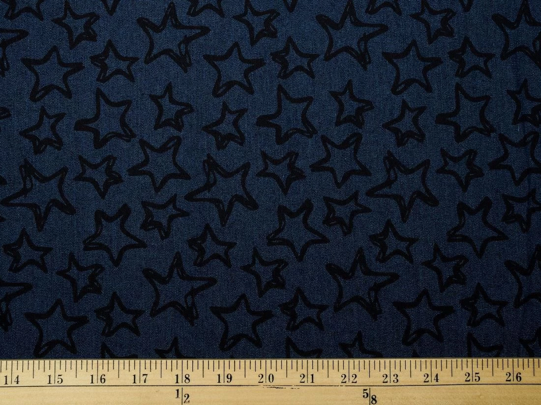 Denim Fabric Print | Groovy Stars Dark Blue 4 Denim Fabric Print | Groovy Stars Dark Blue - Image 2