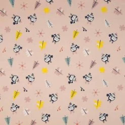 Jersey Cotton Fabric | Snowflake Funky Bird Dusty Pink