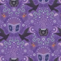 Cast A Spell Lewis & Irene Fabric | Spell Caster Purple Silver Metallic