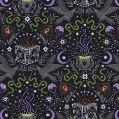 Cast A Spell Lewis & Irene Fabric | Spell Caster Black Silver Metallic
