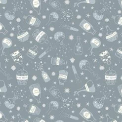 Cast A Spell Lewis & Irene Fabric | Halloween Bottles Grey Silver Metallic