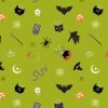 Cast A Spell Lewis & Irene Fabric | Spooky Halloween Green Silver Metallic -Sewing Art e109881 a723 2 1