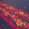 Embroidered Denim Fabric Border | Hot Floral Stripes -Sewing Art embroidered denim fabric border hot floral stripes