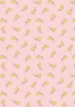 Mystical & Magical Fabric | Fairies Pink With Gold Metallic