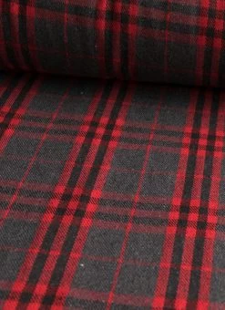 Wool Blend Fabric | Check Red