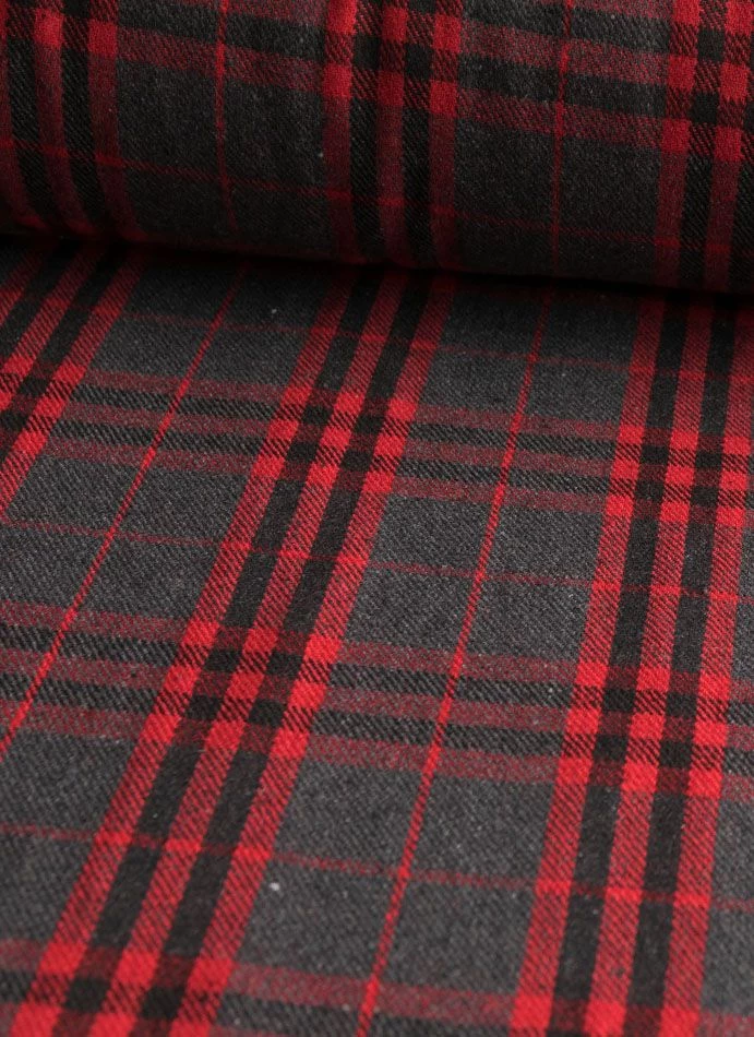 Wool Blend Fabric | Check Red 3 Wool Blend Fabric | Check Red